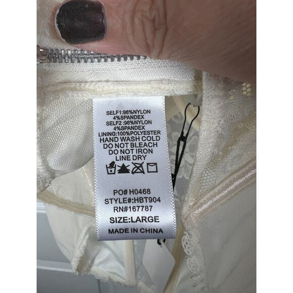 Hunter and Brown Bustier NWT L Corset Ivory Boning Lace Sexy Romantic Coquette - Picture 3 of 7